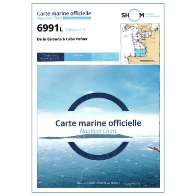 Carte marine 6991L du Shom - De la Gironde � Cabo Pe�as - Shom