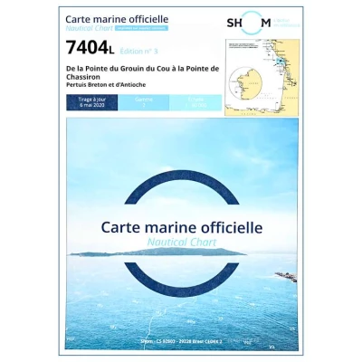 Carte marine 7404 L du Shom - De la Pointe du Grouin du Cou à la Pointe de Chassiron - Pertuis Breton et d'Antioche - Shom